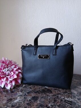 Tahari Black Saffiano-Style Top-Handle Tote